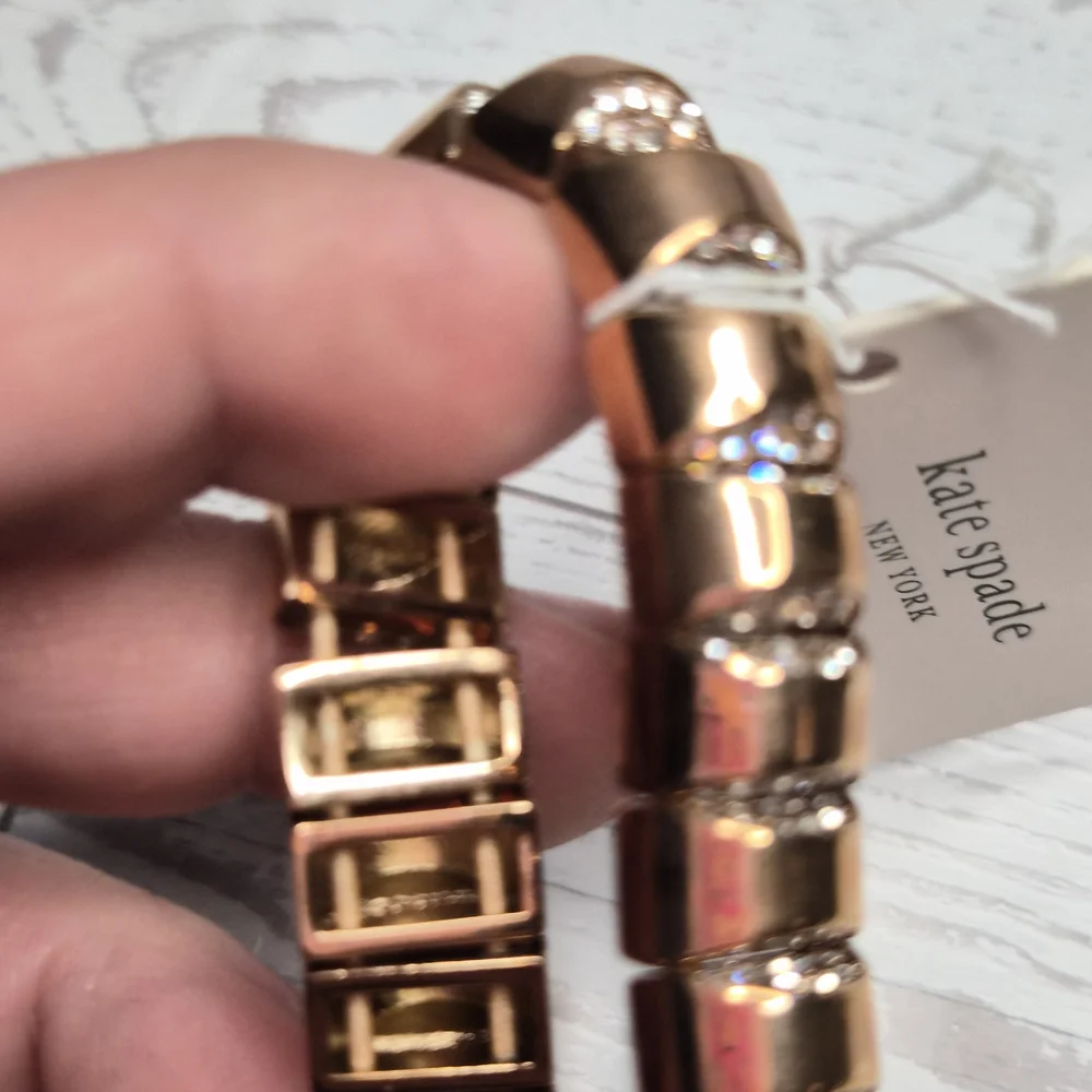 Kate Spade New York Sliced Scallops Pave Stretch Bracelet NWT Rose Gold - Picture 5 of 5